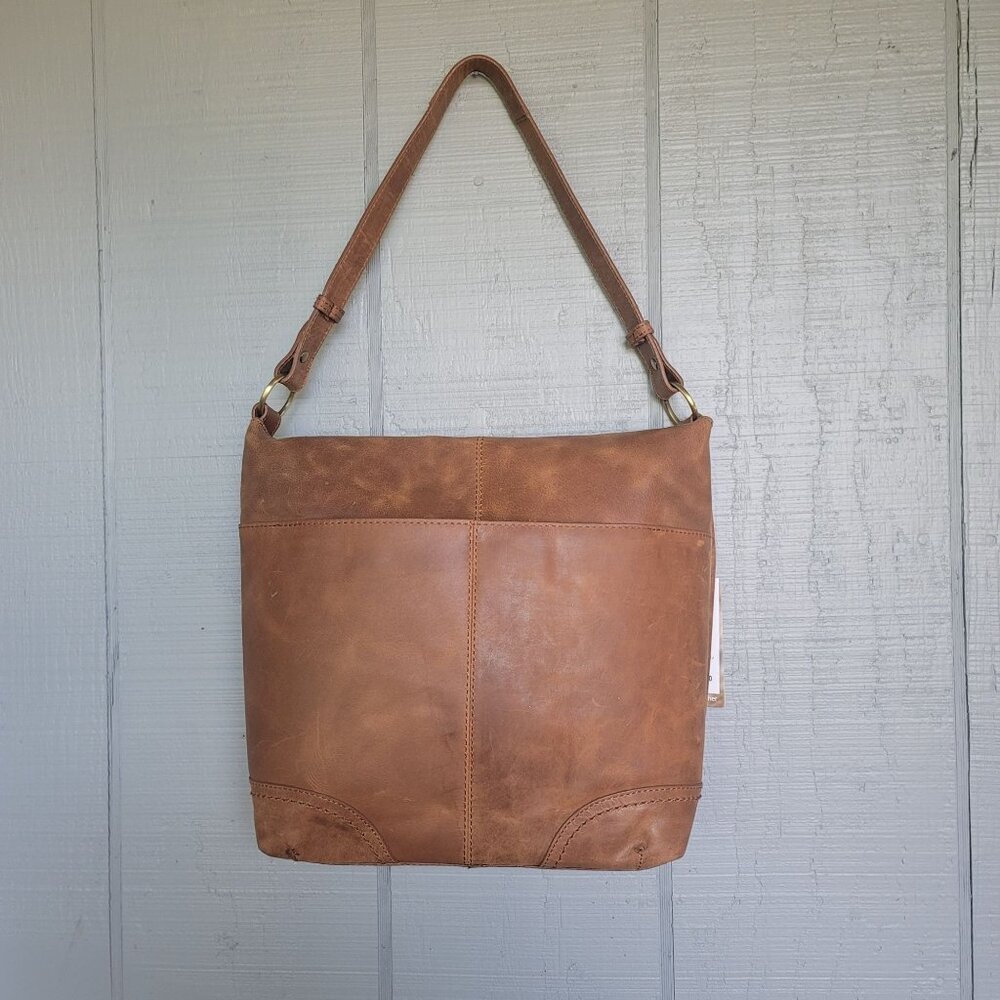 Born Genuine Leather Saddle Floral Embossed Shoulder Handbag - Picture 3 of 14